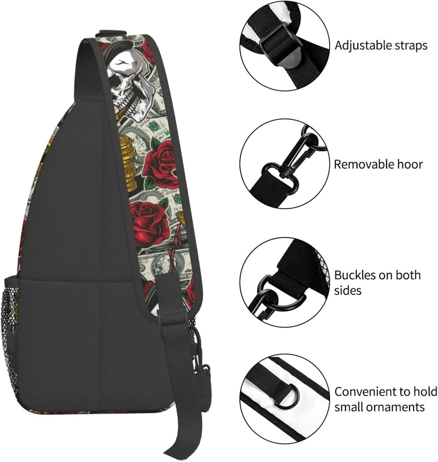 Us Bill Dollars Money Sling Backpack Chest Bag Crossbody Shoulder Bag Gym Cycling Travel Hiking Daypack For Men Women