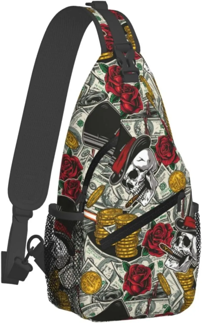 Us Bill Dollars Money Sling Backpack Chest Bag Crossbody Shoulder Bag Gym Cycling Travel Hiking Daypack For Men Women