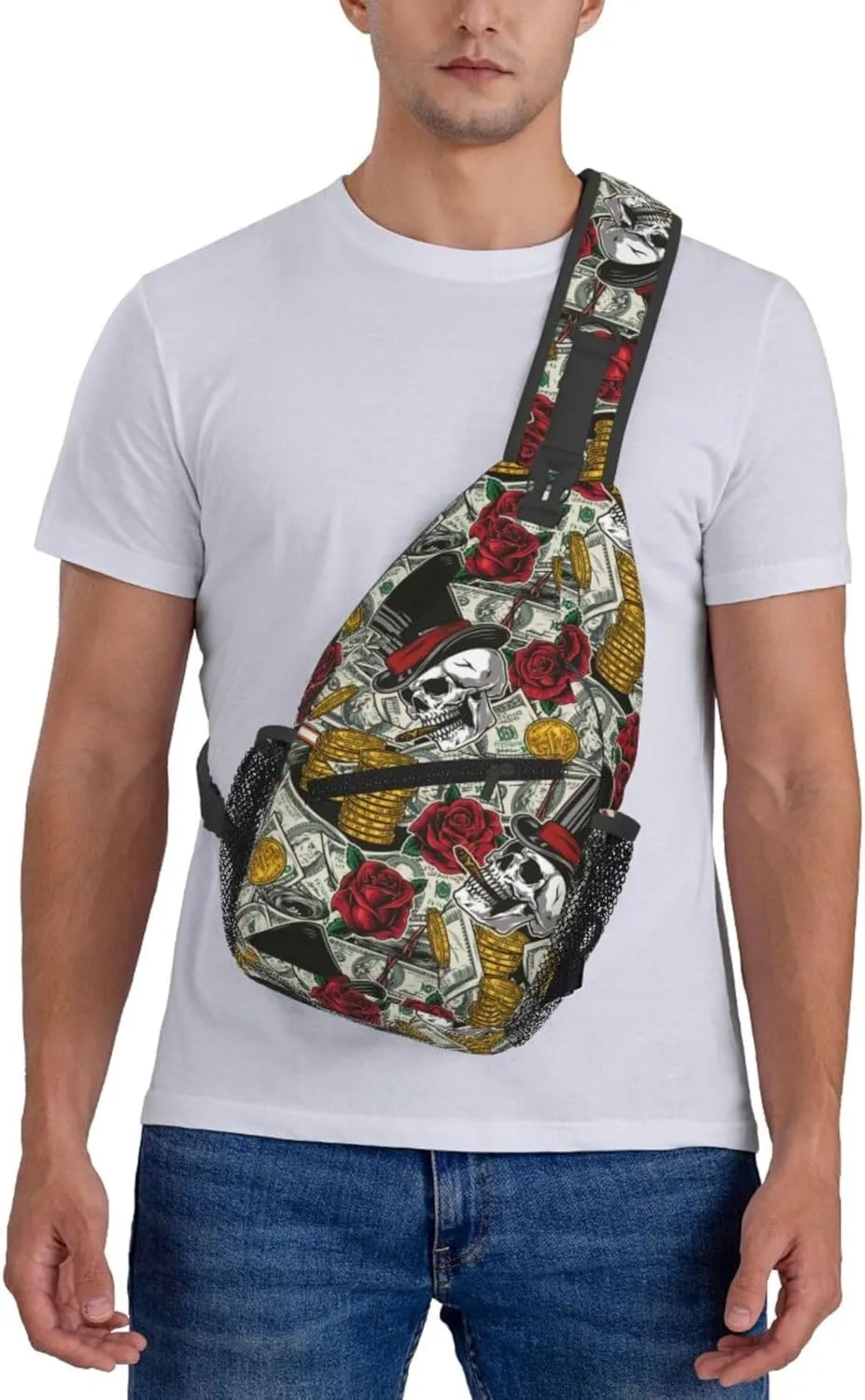 Us Bill Dollars Money Sling Backpack Chest Bag Crossbody Shoulder Bag Gym Cycling Travel Hiking Daypack For Men Women