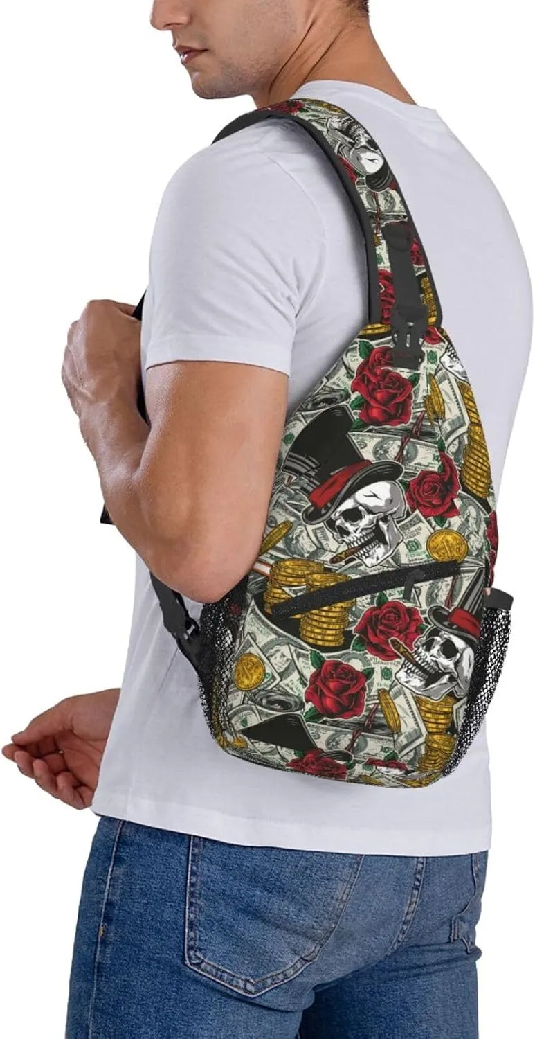 Us Bill Dollars Money Sling Backpack Chest Bag Crossbody Shoulder Bag Gym Cycling Travel Hiking Daypack For Men Women
