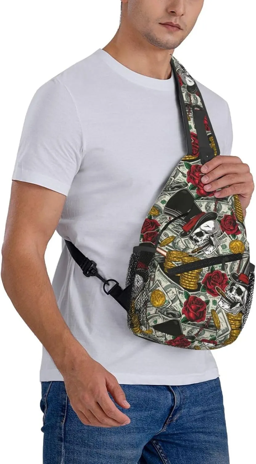 Us Bill Dollars Money Sling Backpack Chest Bag Crossbody Shoulder Bag Gym Cycling Travel Hiking Daypack For Men Women