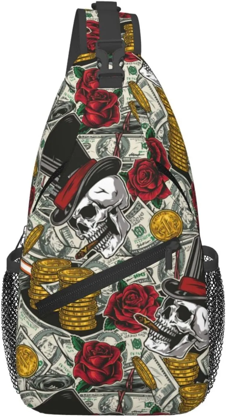 Us Bill Dollars Money Sling Backpack Chest Bag Crossbody Shoulder Bag Gym Cycling Travel Hiking Daypack For Men Women