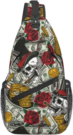 Us Bill Dollars Money Sling Backpack Chest Bag Crossbody Shoulder Bag Gym Cycling Travel Hiking Daypack For Men Women