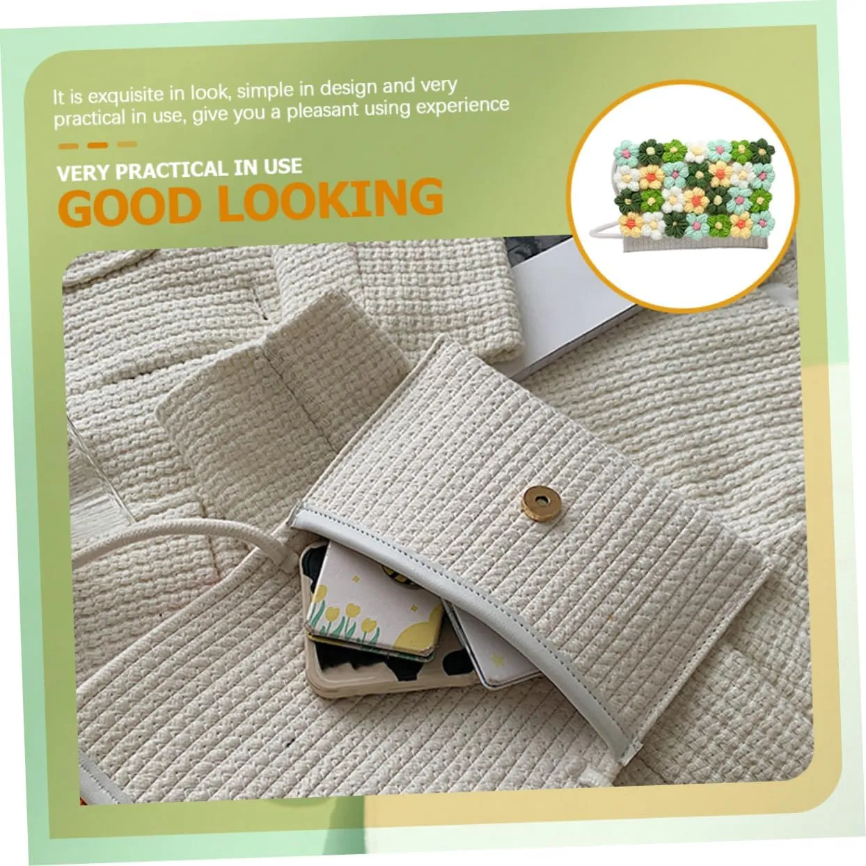 VALICLUD Flower Woolen Bag Crossbody Woven Bag Crochet Flowers Beach Shoulder Bag Woven Handbags for Women Bags