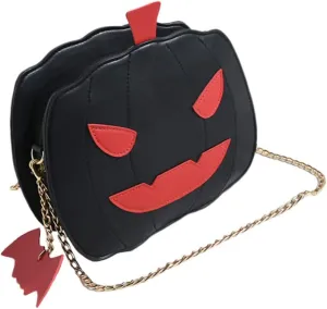 VALICLUD Pumpkin Shoulder Bag Halloween Pumpkin Purse Novelty Devil Crossbody Bag Trick or Treat Bag Pu Halloween Handbag for Girls Women Pumpkin Cross Body Bag