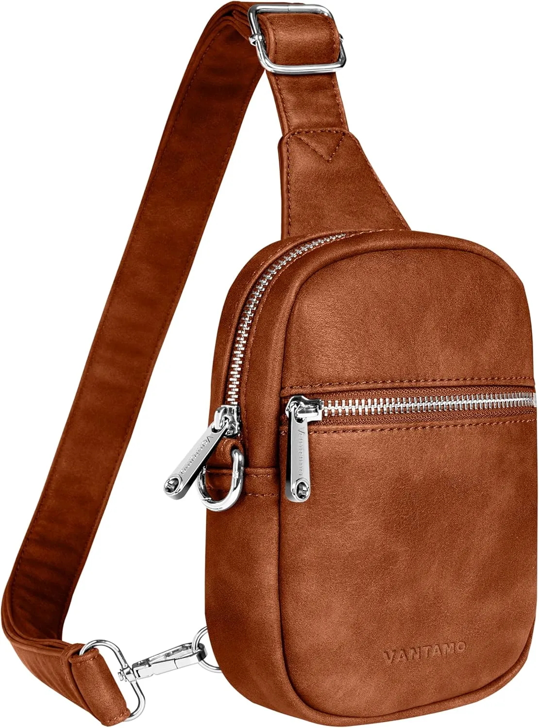 Vantamo Crossbody Bags for Women: RFID Blocking Vegan Leather Sling Bag with Anti-Pickpocket Clip - Secure Style for Everyday - Sienna/Sienna