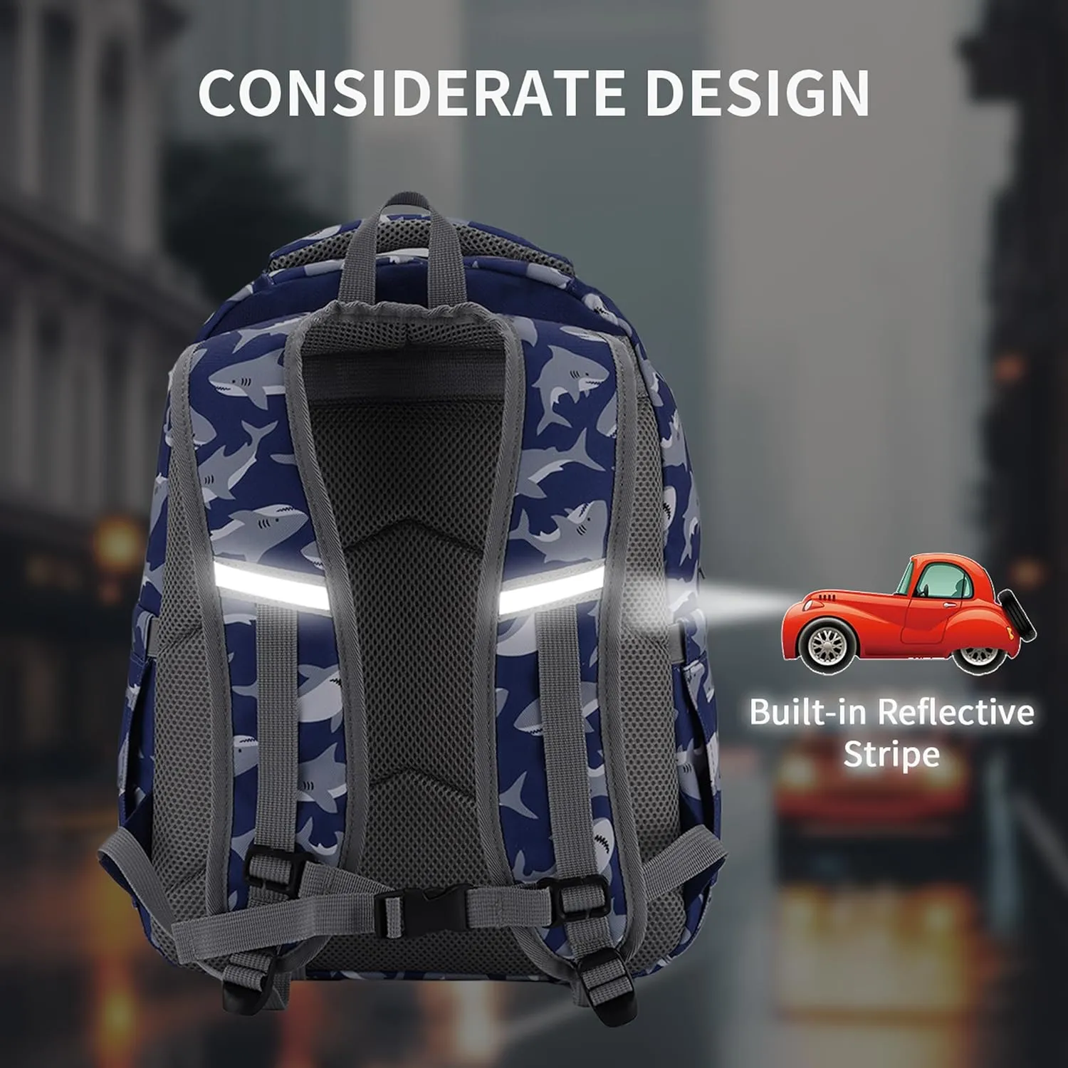 VASCHY Backpack for Toddler Boys, Kids Cute Preschool Children's 12L Daycare Backpack Bookbag for School Travel Shark