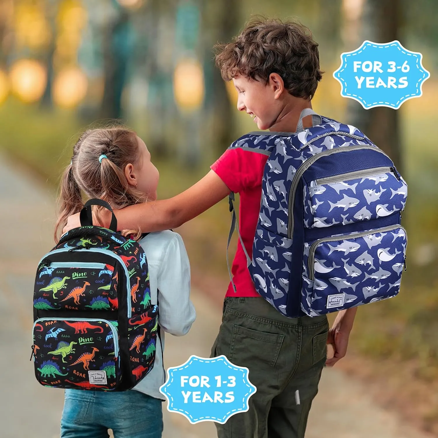 VASCHY Backpack for Toddler Boys, Kids Cute Preschool Children's 12L Daycare Backpack Bookbag for School Travel Shark