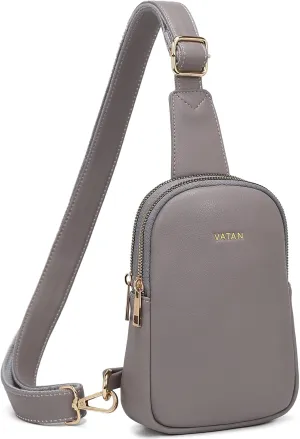 VATAN Small Sling Bag Women's Crossbody Fanny Packs Leather Crossbody Bags for Women (B-Grey)