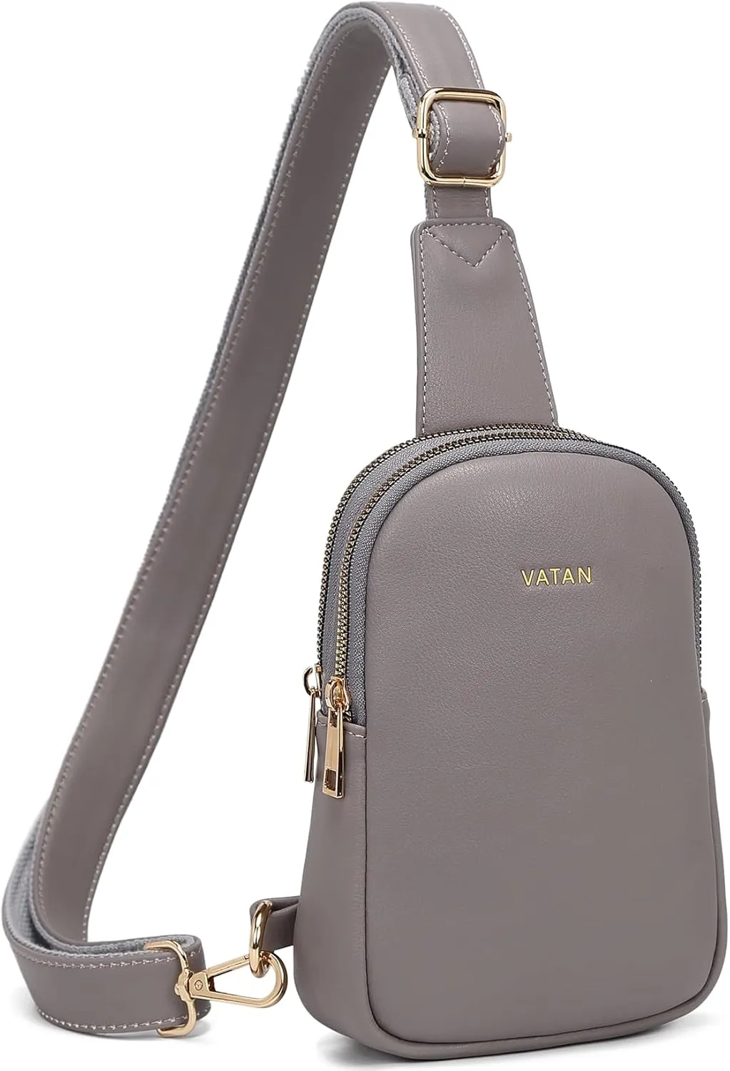 VATAN Small Sling Bag Women's Crossbody Fanny Packs Leather Crossbody Bags for Women (B-Grey)