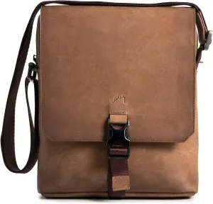 VELEZ Top Grain Leather Bag For Men - Small Sling Messenger Bags - 11 inch Tablet - Mens Crossbody Shoulder Purse