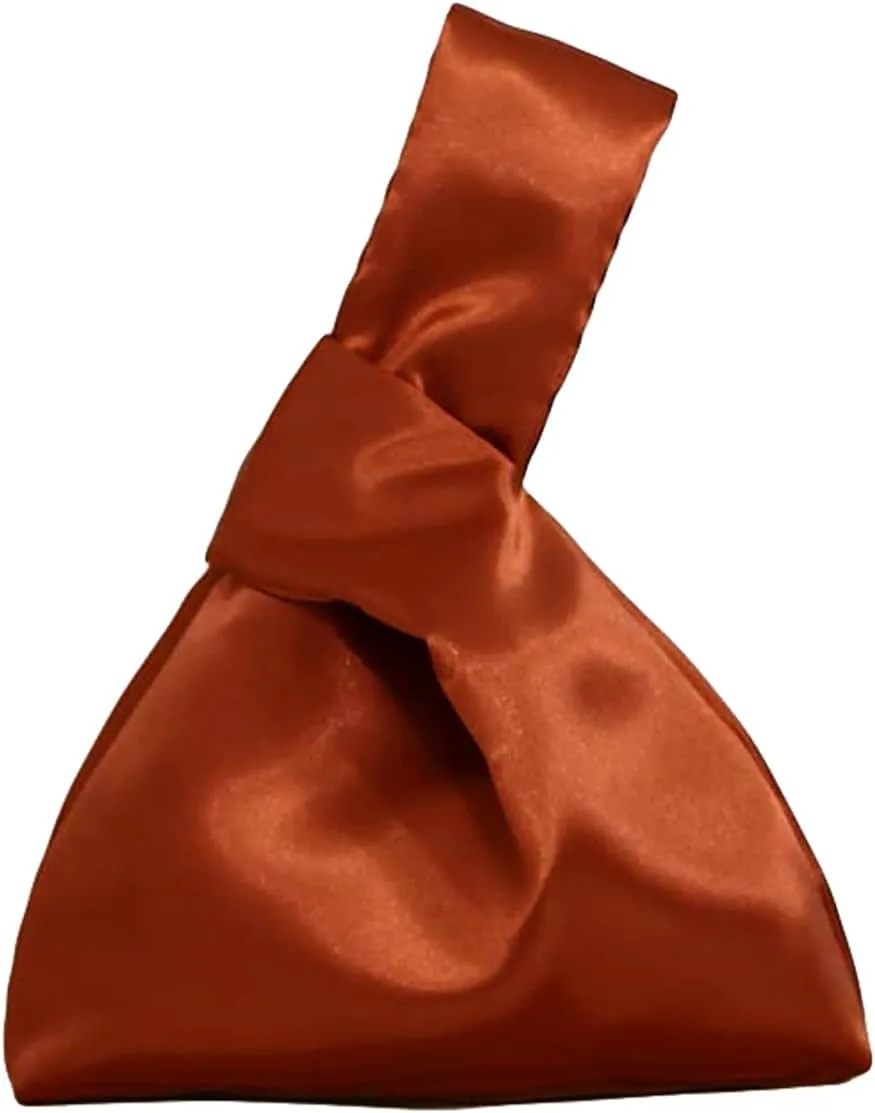 Verdusa Women's Satin Evening Bag Clutch Handbag Mini Purse Small Tote Brown One-Size