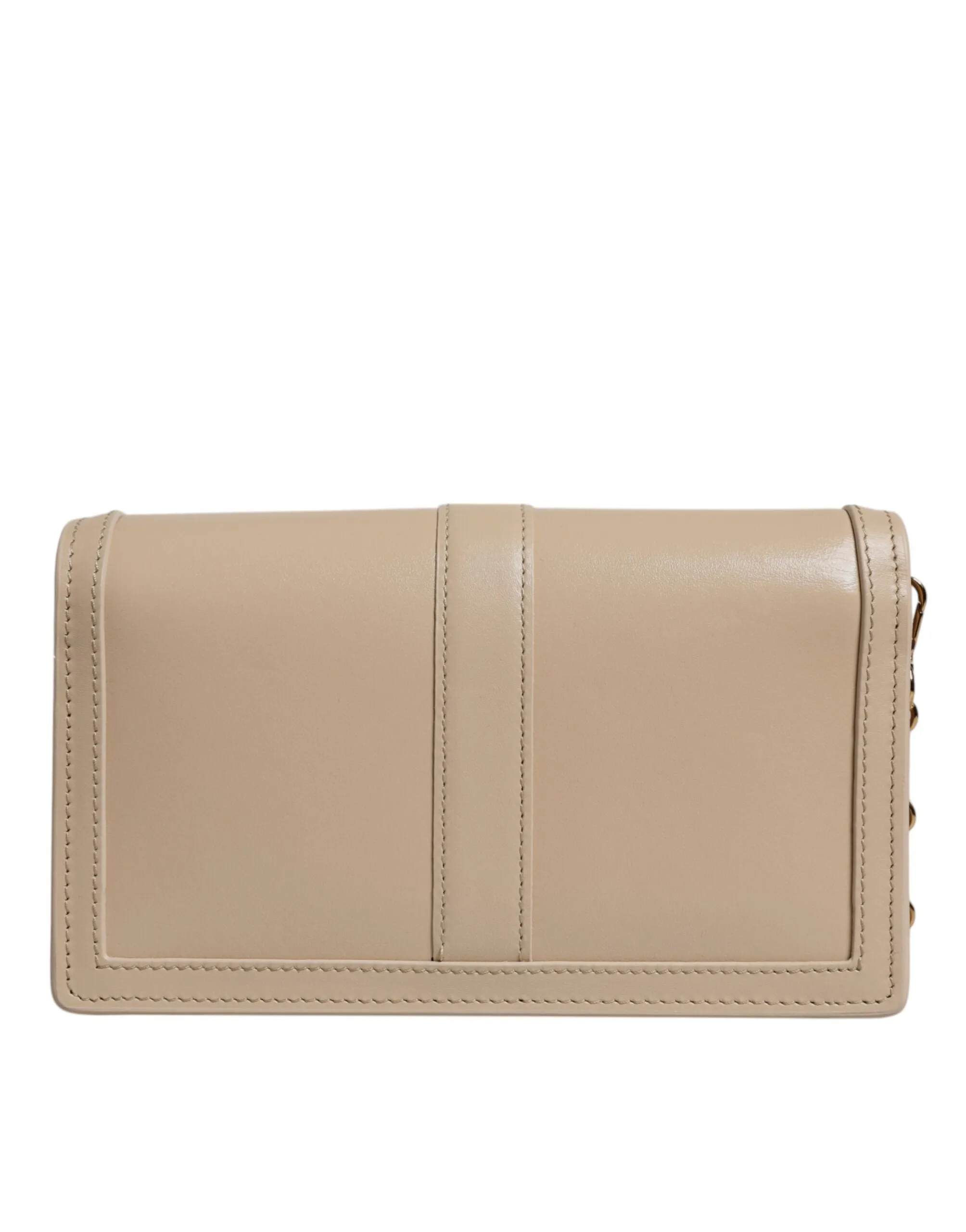 Versace Beige Leather Gold Chain Calf Wallet Crossbody Bag