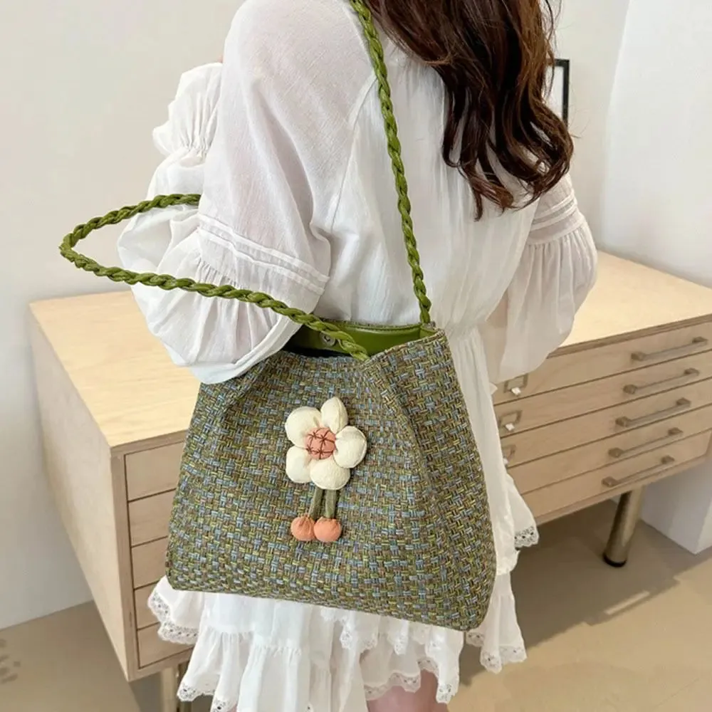 Versatile Flower Handbags Large-capacity Ins Crossbody Bag Summer Flower Beach Handbag Ladies Straw Bags Fresh Shoulder Bags