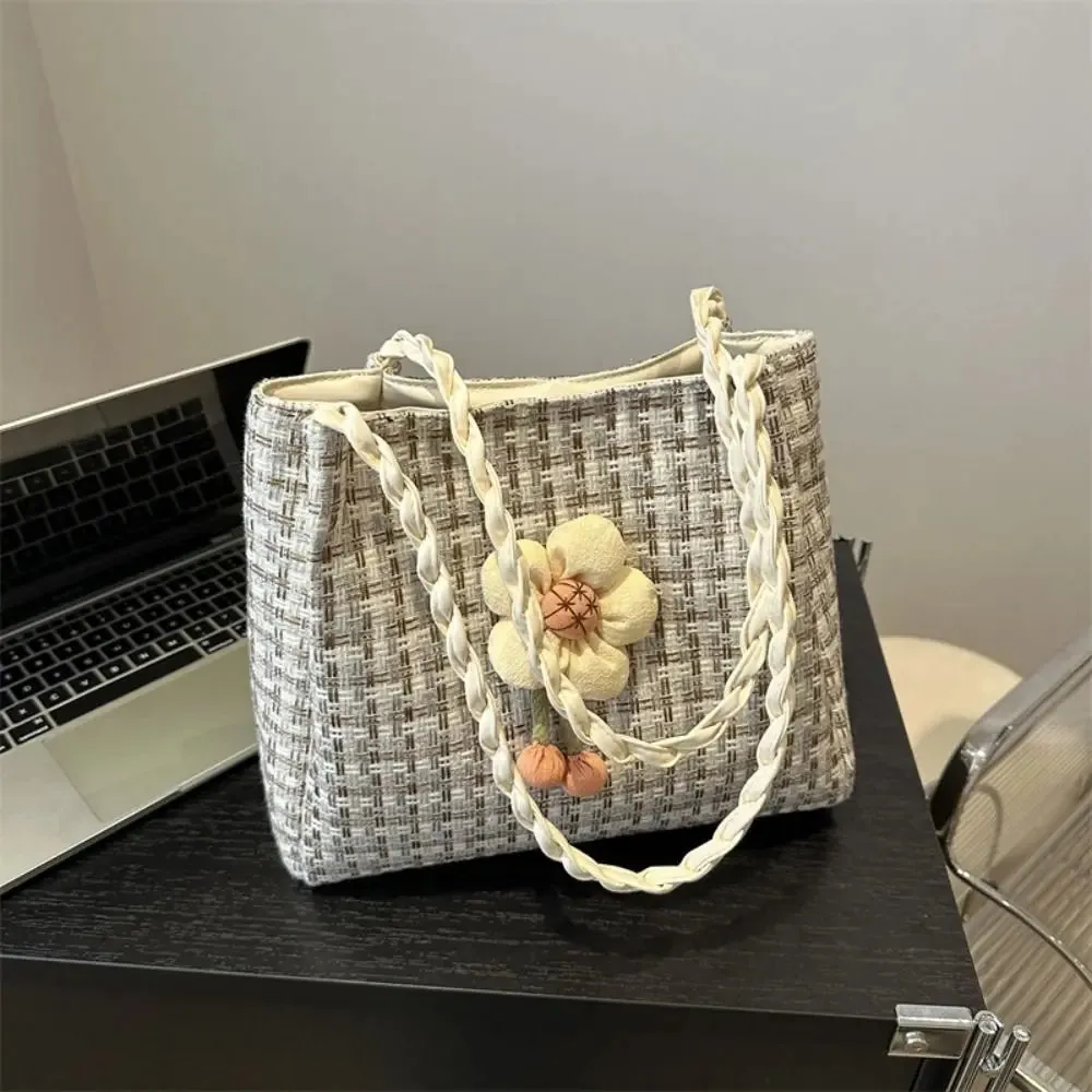 Versatile Flower Handbags Large-capacity Ins Crossbody Bag Summer Flower Beach Handbag Ladies Straw Bags Fresh Shoulder Bags