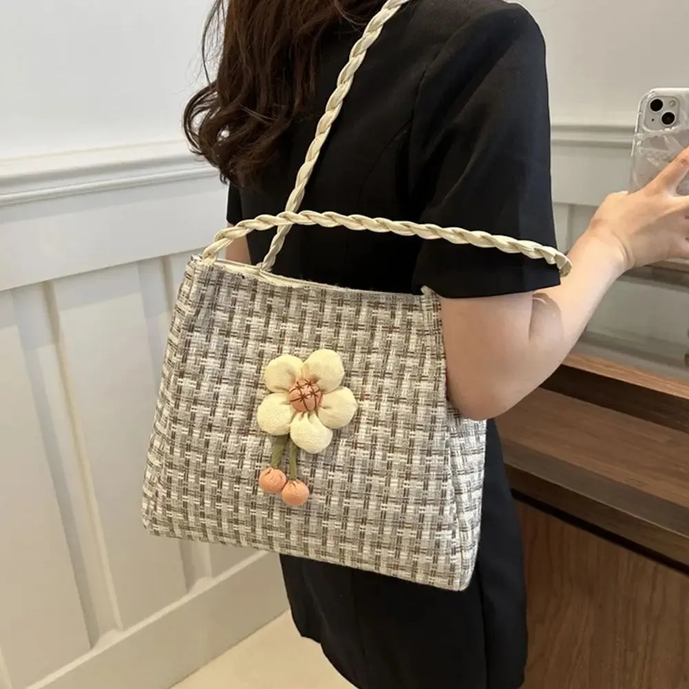 Versatile Flower Handbags Large-capacity Ins Crossbody Bag Summer Flower Beach Handbag Ladies Straw Bags Fresh Shoulder Bags