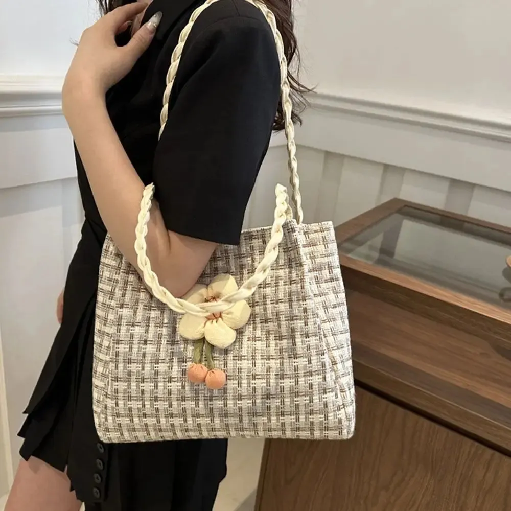 Versatile Flower Handbags Large-capacity Ins Crossbody Bag Summer Flower Beach Handbag Ladies Straw Bags Fresh Shoulder Bags