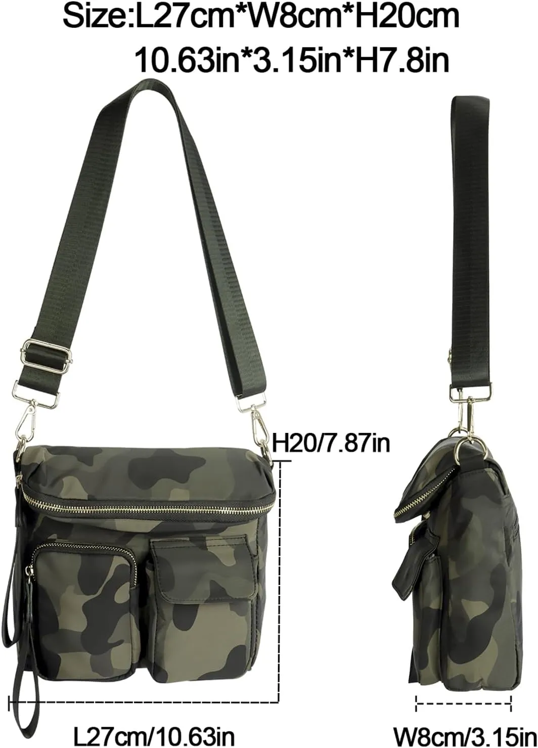 VGOAL Nylon Fabric Crossbody Bag Casual Fashion Multi-Pocket in Square Bag Female More Pockets Clamshell Shoulder Bag