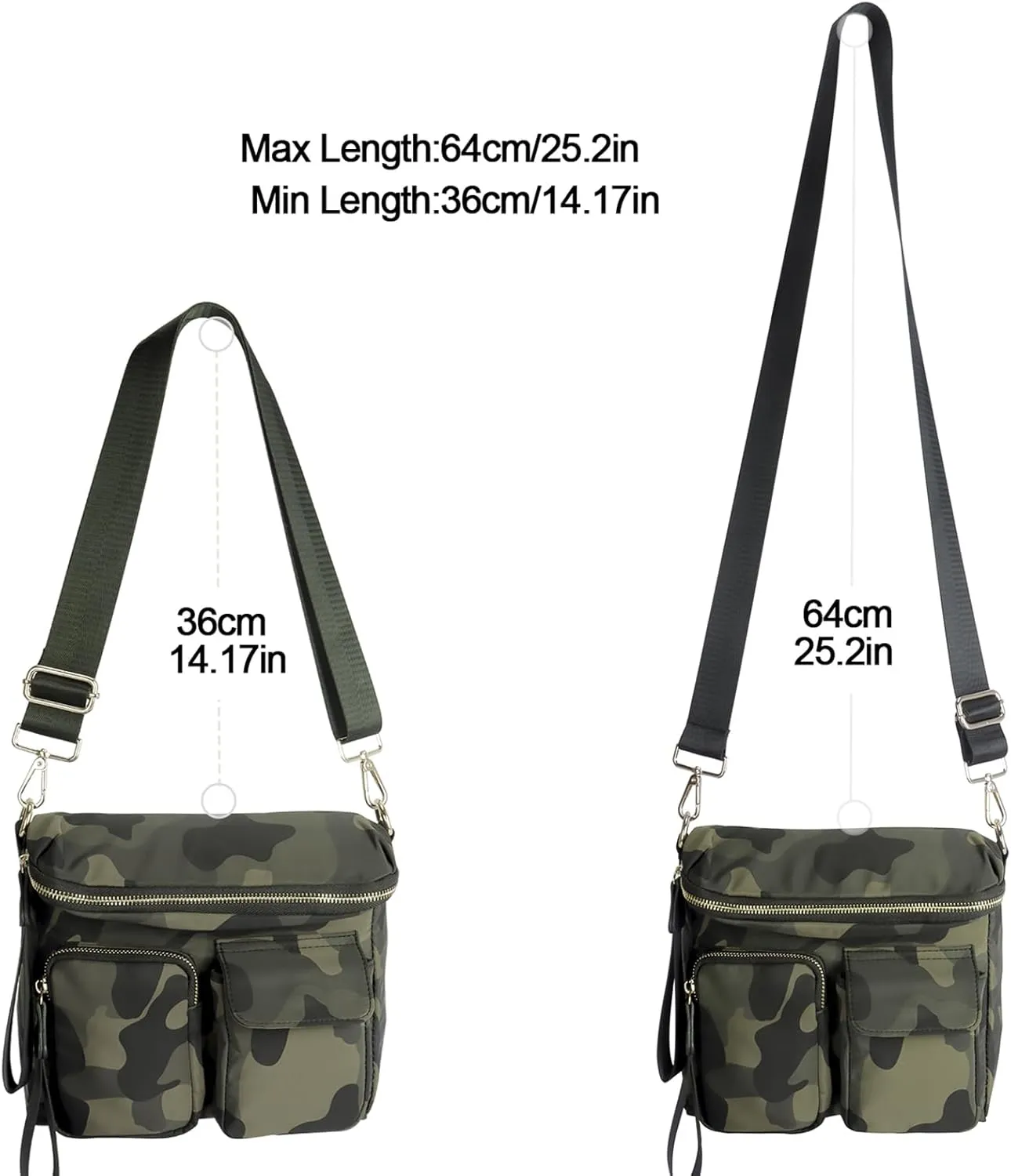 VGOAL Nylon Fabric Crossbody Bag Casual Fashion Multi-Pocket in Square Bag Female More Pockets Clamshell Shoulder Bag