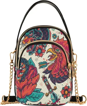 Vintage Animals with Arrows Crossbody Handbags for Women Casual Leather Shoulder Phone Purse