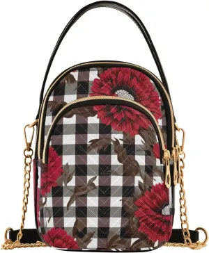 Vintage Floral with Blue Roses Triple Compartment Crossbody Bag, Ladies Shoulder Handbags