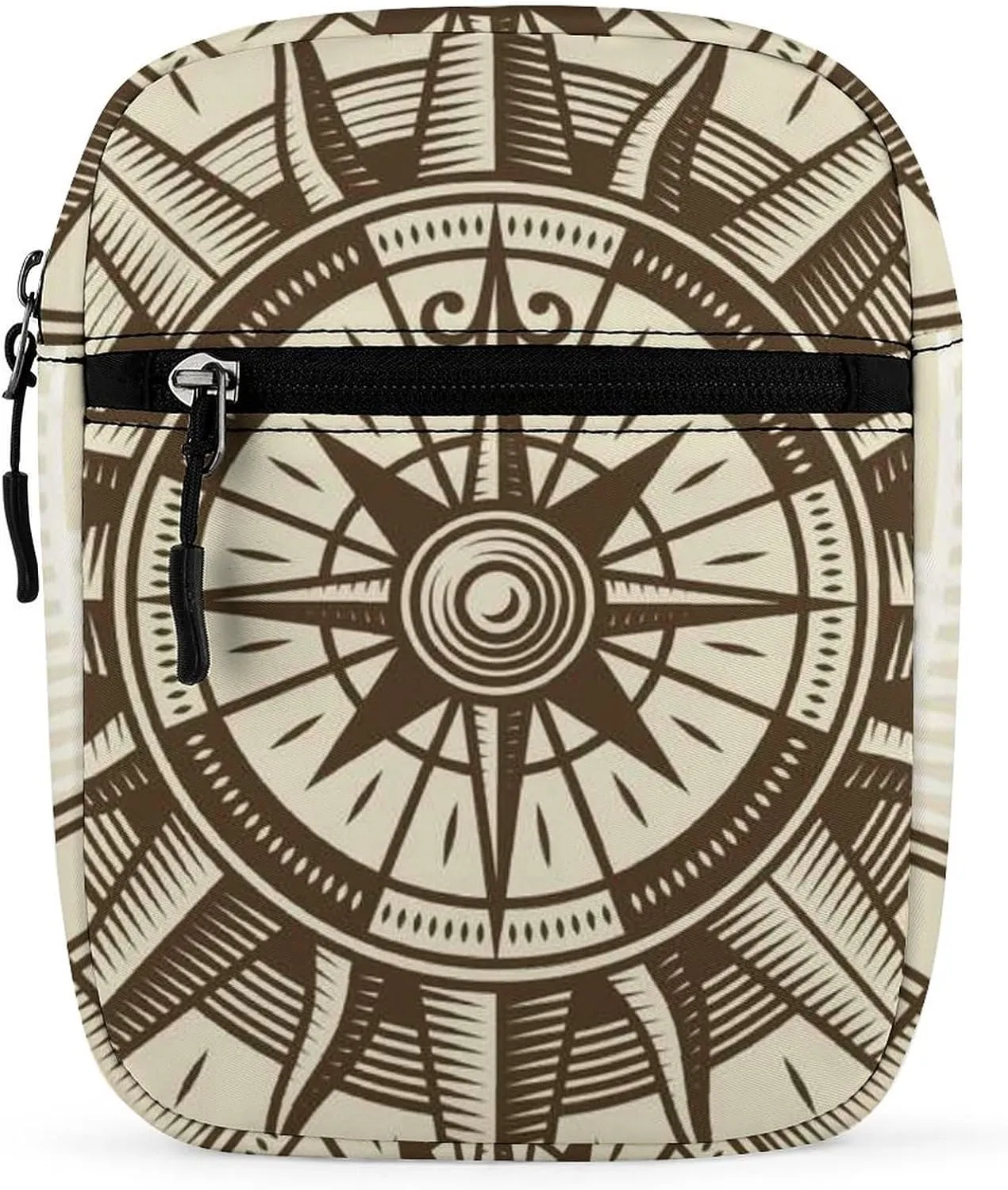Vintage Nautical Compass Rose in Brown Retro Style Adjustable Fanny Waist Pack Pouch, Waterproof Crossbody Runners Bag Wallet for Gym Hiking Fitness Women Men 6.1 x 2.2 x 7.9 inch