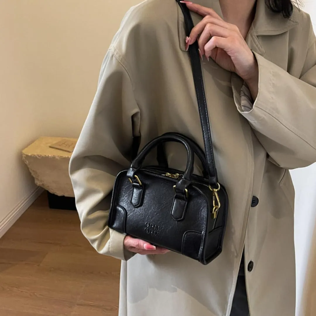 Vintage Square Bag for Women Soft Leather Shoulder Handbags Elegant Crossbody Bag