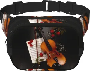 Violin Sheet Music Print Unisex Square Double Layer Waist Bag Crossbody Fanny Pack Travel Workout Accessory