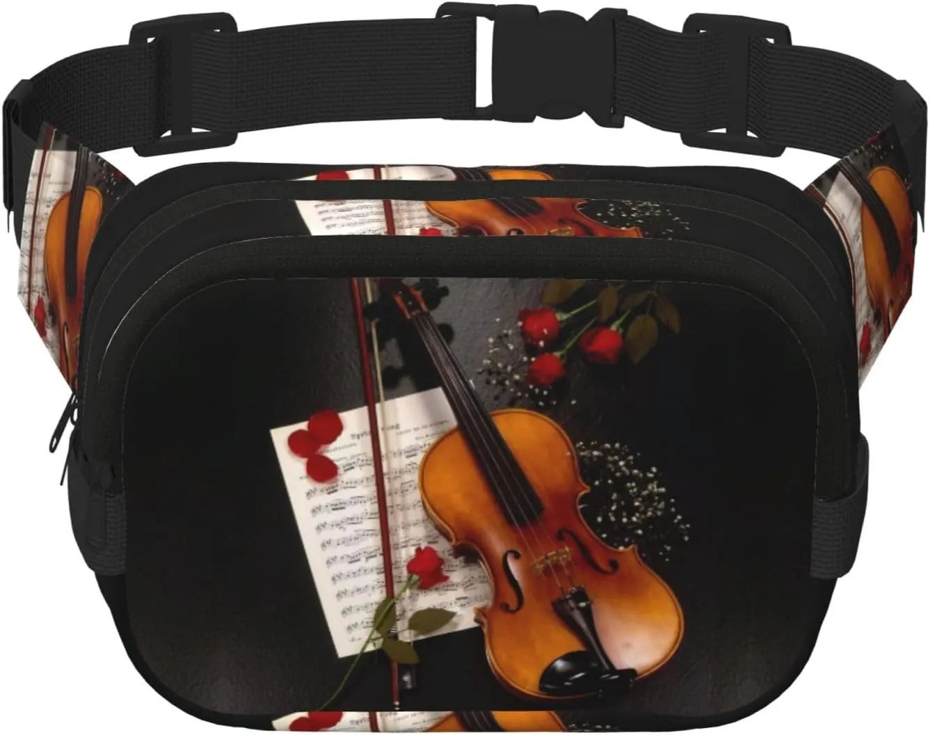 Violin Sheet Music Print Unisex Square Double Layer Waist Bag Crossbody Fanny Pack Travel Workout Accessory