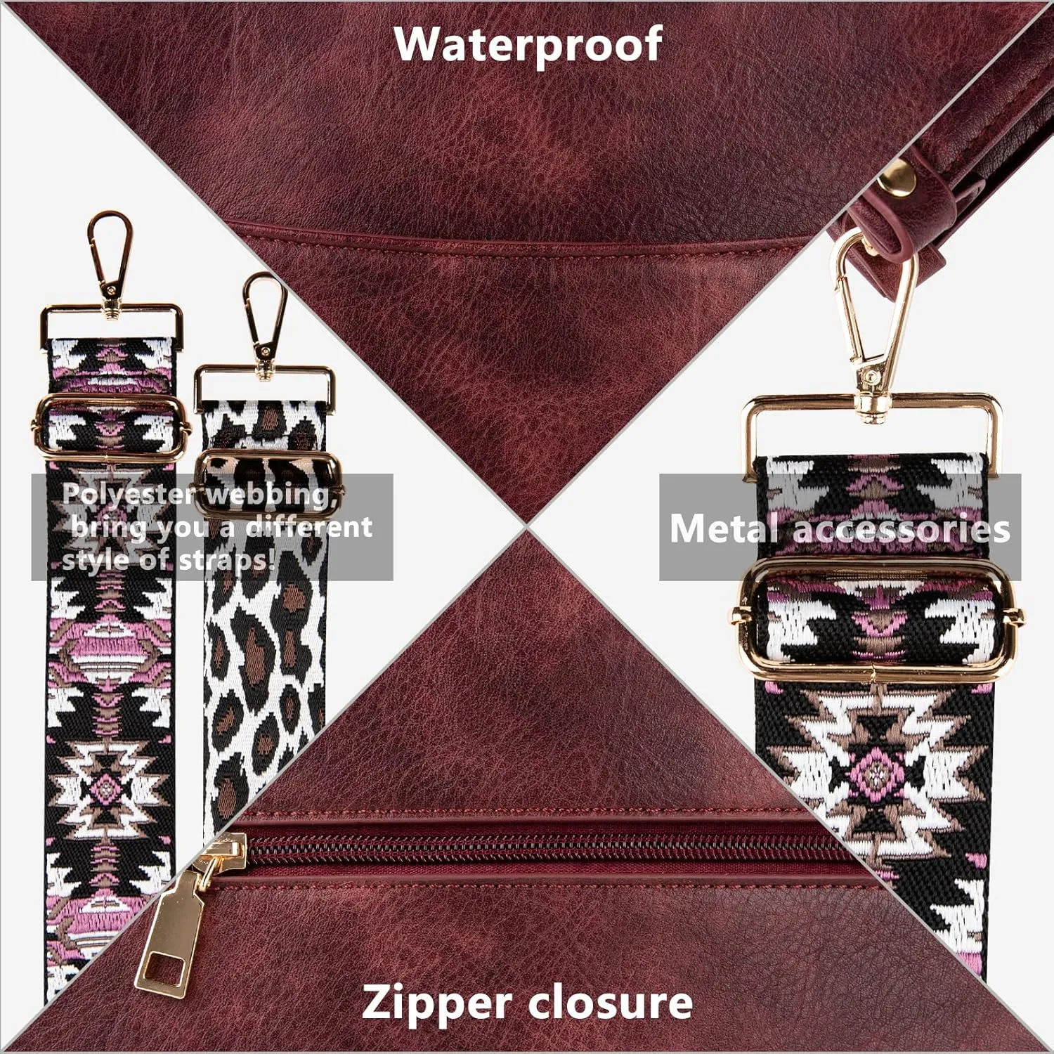Viva Terry Vegan Leather Crossbody Fashion Shoulder Bag Purse with Adjustable Strap