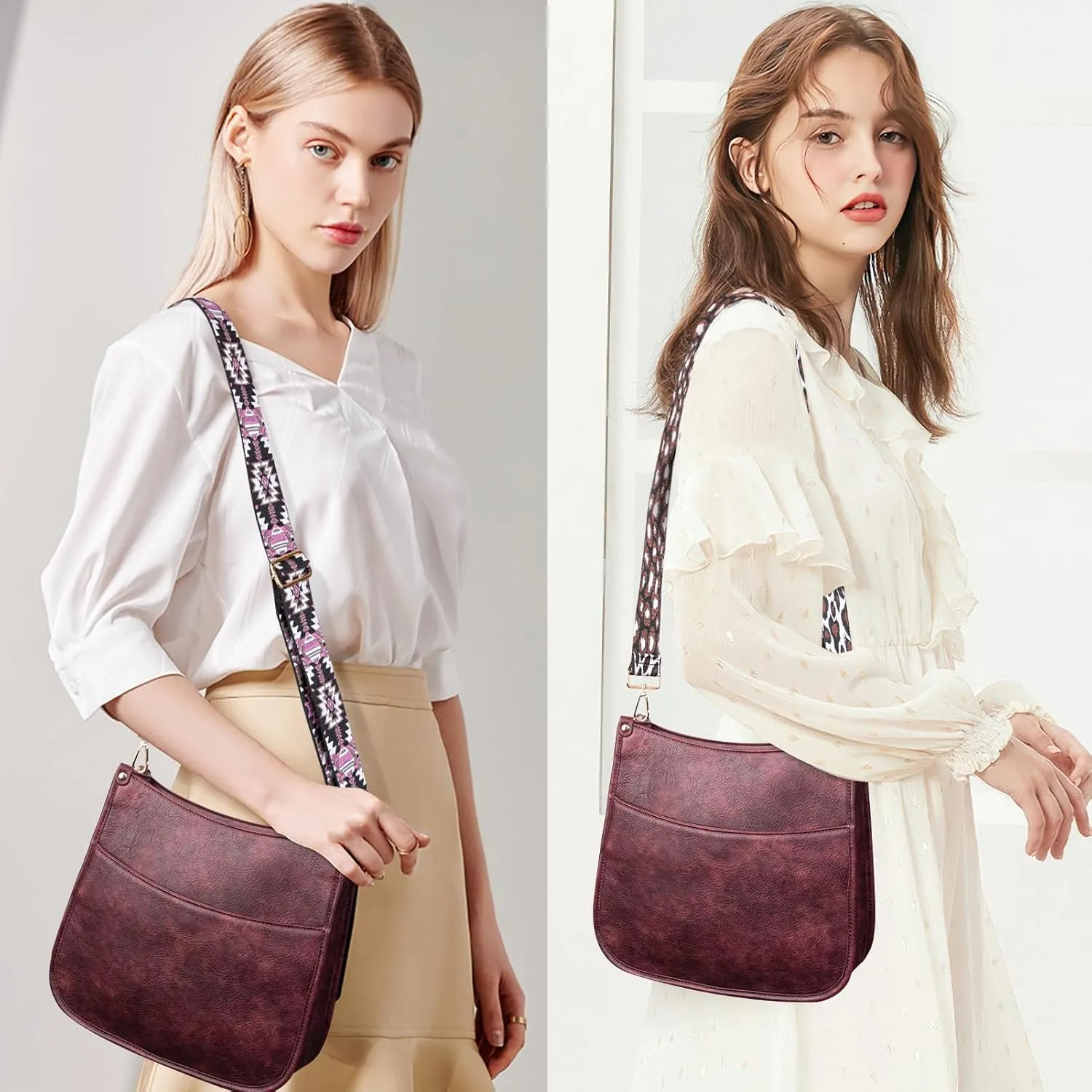 Viva Terry Vegan Leather Crossbody Fashion Shoulder Bag Purse with Adjustable Strap