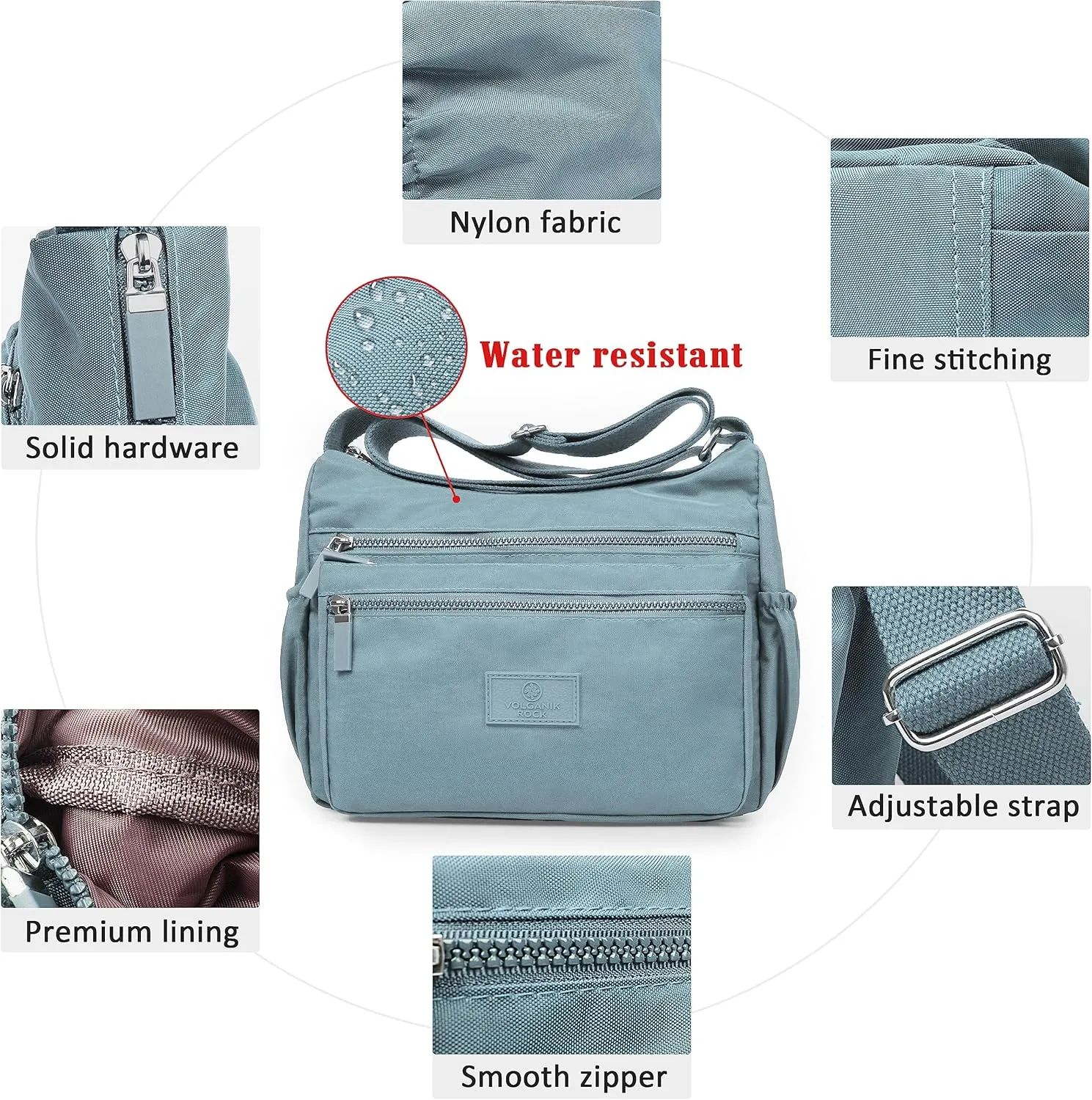 VOLGANIK ROCK Crossbody Bags for Women with RFID Pocket Anti Theft Handbag Water Resistant Shoulder Bags Travel Purse