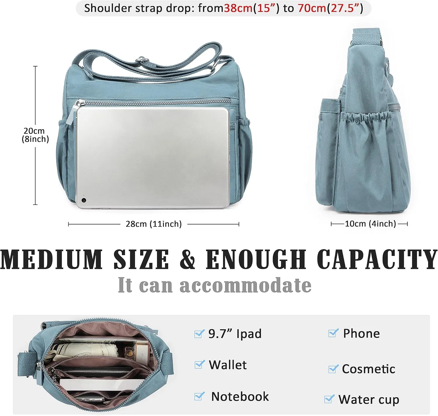 VOLGANIK ROCK Crossbody Bags for Women with RFID Pocket Anti Theft Handbag Water Resistant Shoulder Bags Travel Purse