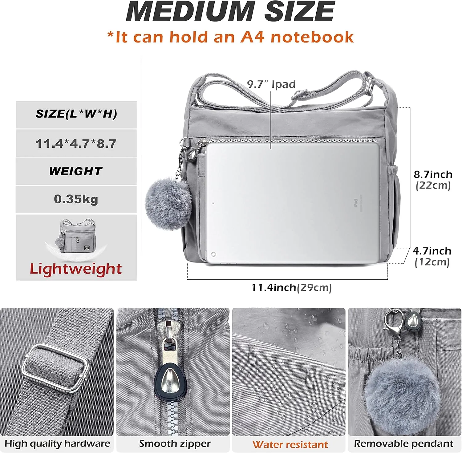 VOLGANIK ROCK Crossbody Bags for Women with RFID Pocket Anti Theft Handbag Water Resistant Shoulder Bags Travel Purse