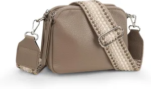 VONAL Leather Crossbody Purse for Women Triple Pockets Designed Shoulder Bag