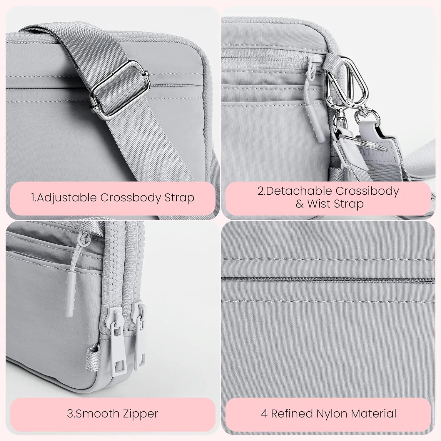 VONAL Wristlet Wallets for Women, RFID Wristlet Purse Built in Wallet, Small Nylon Crossbody Bags, Credit Card Holder