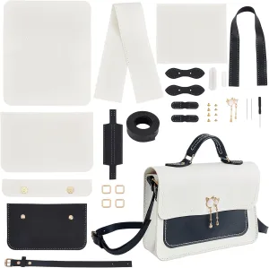 WADORN DIY Leather Shoulder Bag Making Kit, PU Leather Knitting Crochet Bag Making All Materials Leather Craft Purse Handbag Sewing Materials Crossbody Bag Making Tool Set for Beginners, 9.4x7.2 Inch