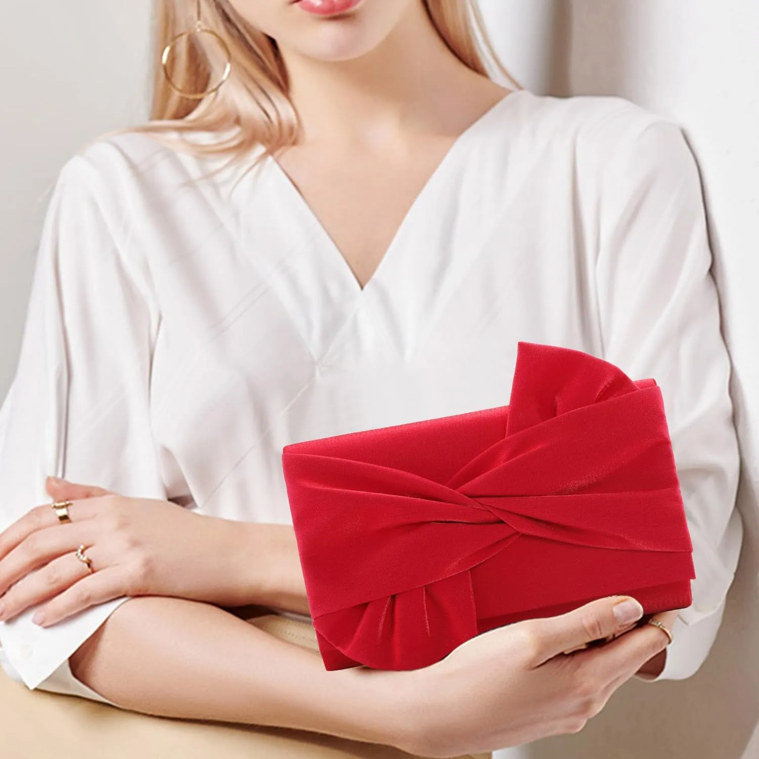 WALLYN'S Satin Clutch purse evening bag for women party wedding handbag