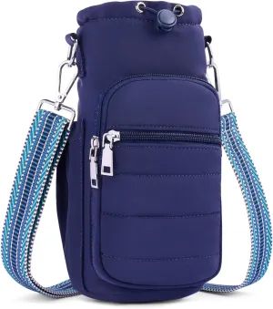 Water Bottle Bag 40 oz Crossbody Holder for Walking Hiking Insulated Carrier Purse with Adjustable Strap