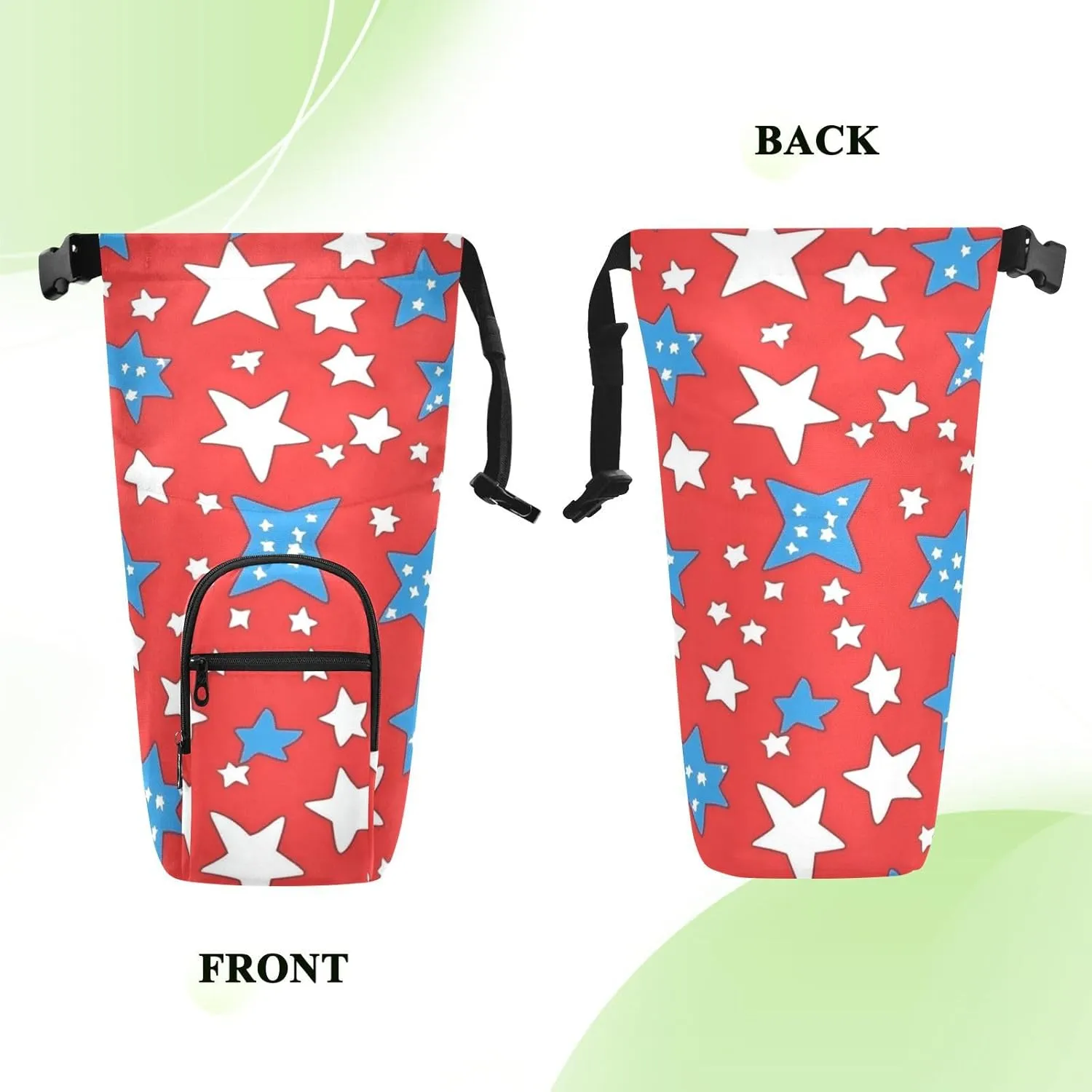 Water Bottle Holder with Strap 20/24/32/40oz Insulated Water Bottle Carrier Sling Bag Sleeve with Phone Pocket for Hiking Travelling Camping Blue White Stars