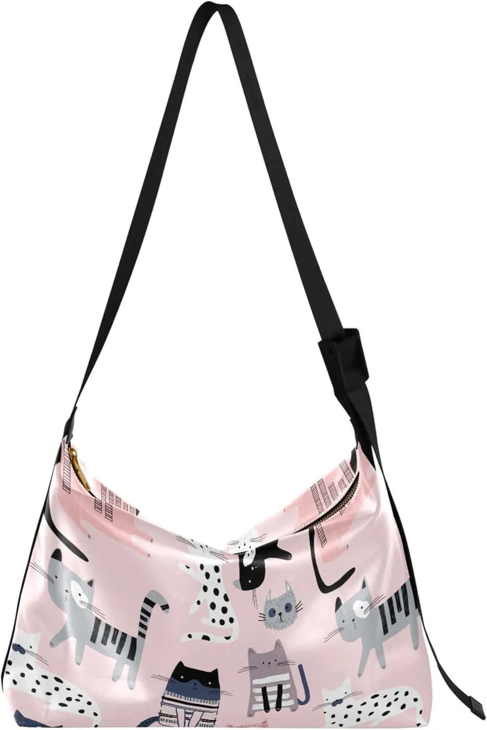 Watercolor Forest Cute Wolf Hobo Leather Bags for Women Large Men Purses Unique Animal Print Single Shoulder Bag