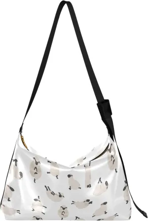 Watercolor Forest Cute Wolf Hobo Leather Bags for Women Large Men Purses Unique Animal Print Single Shoulder Bag