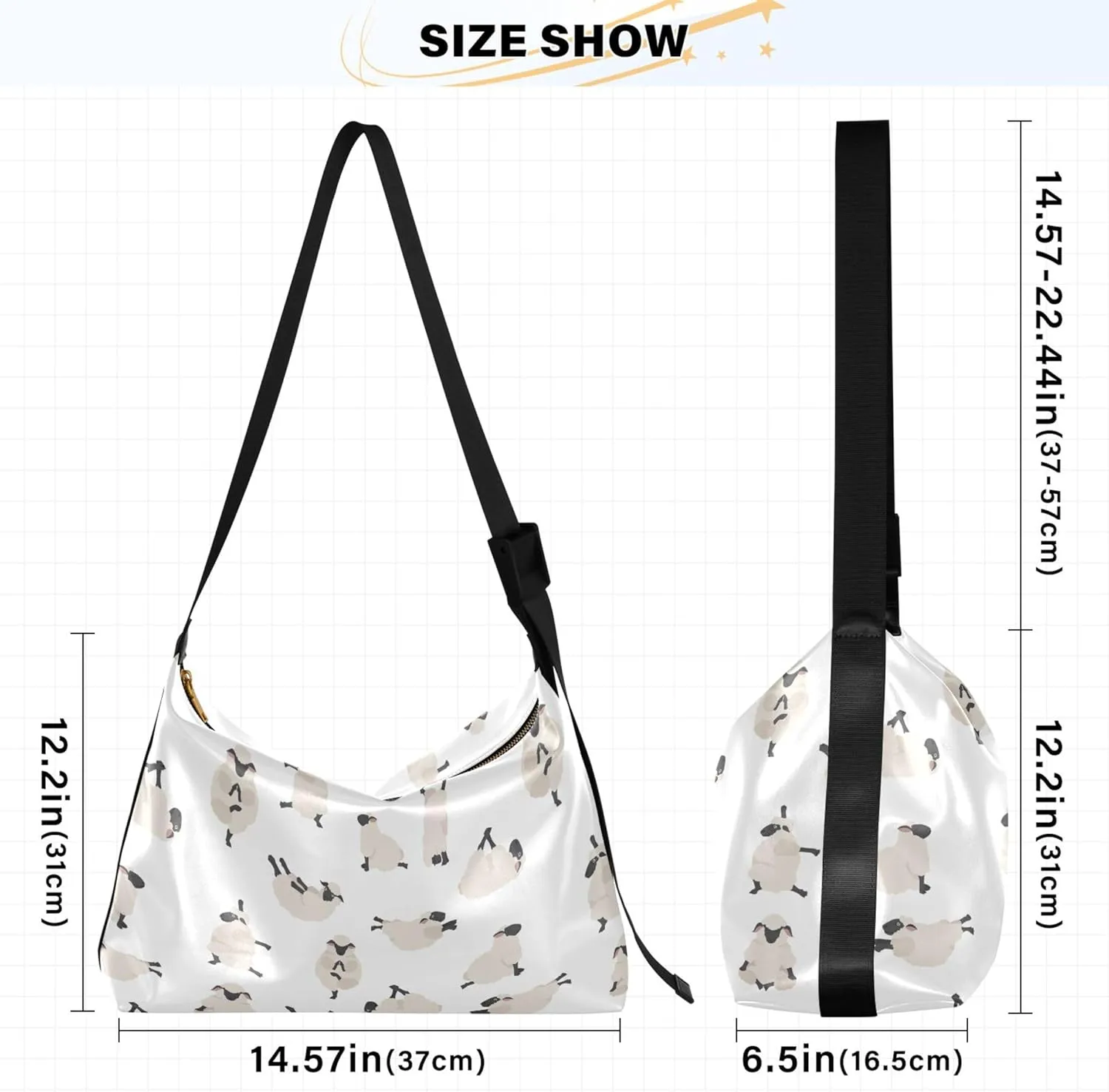 Watercolor Forest Cute Wolf Hobo Leather Bags for Women Large Men Purses Unique Animal Print Single Shoulder Bag