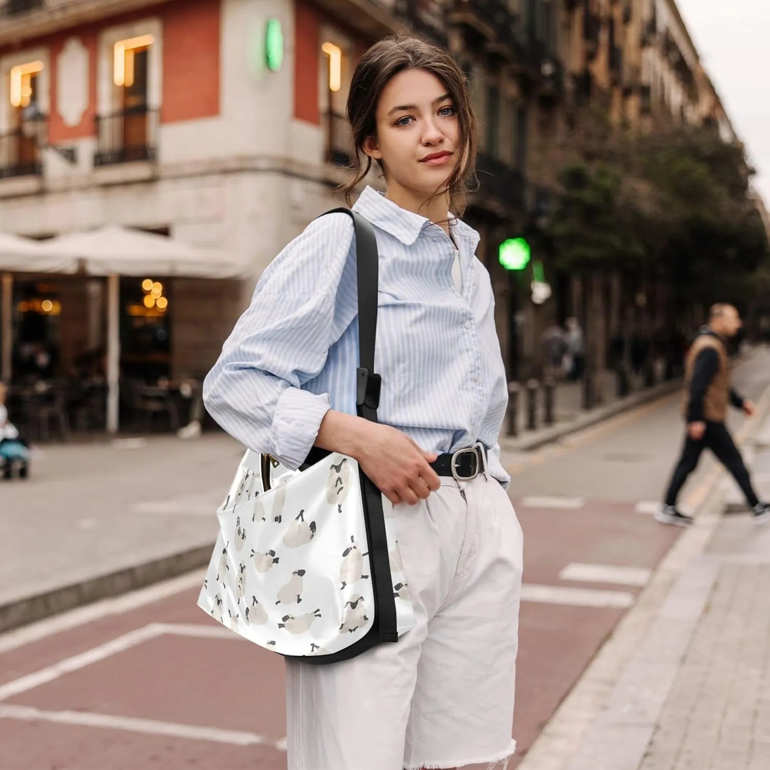 Watercolor Forest Cute Wolf Hobo Leather Bags for Women Large Men Purses Unique Animal Print Single Shoulder Bag