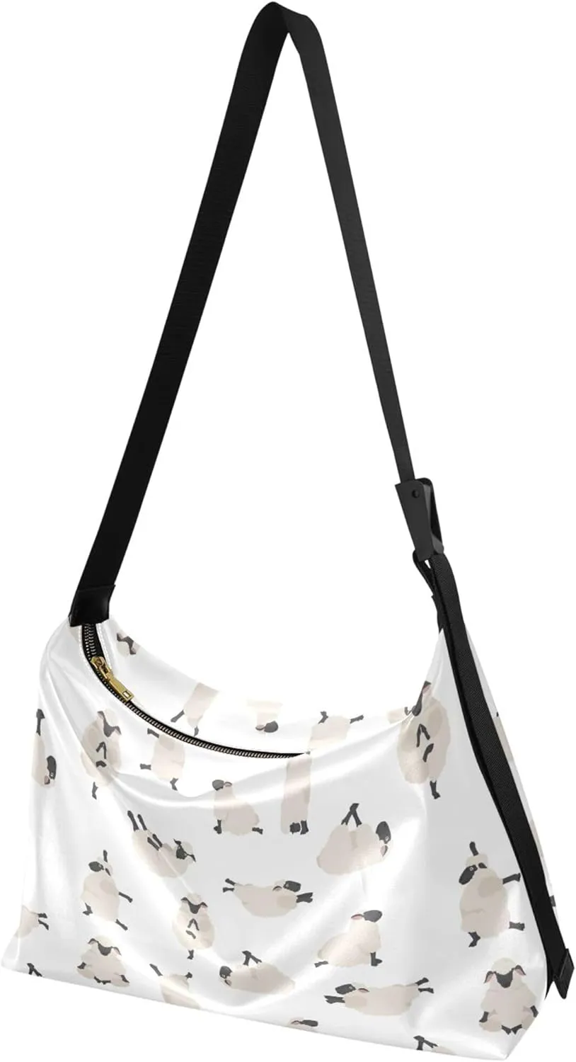 Watercolor Forest Cute Wolf Hobo Leather Bags for Women Large Men Purses Unique Animal Print Single Shoulder Bag