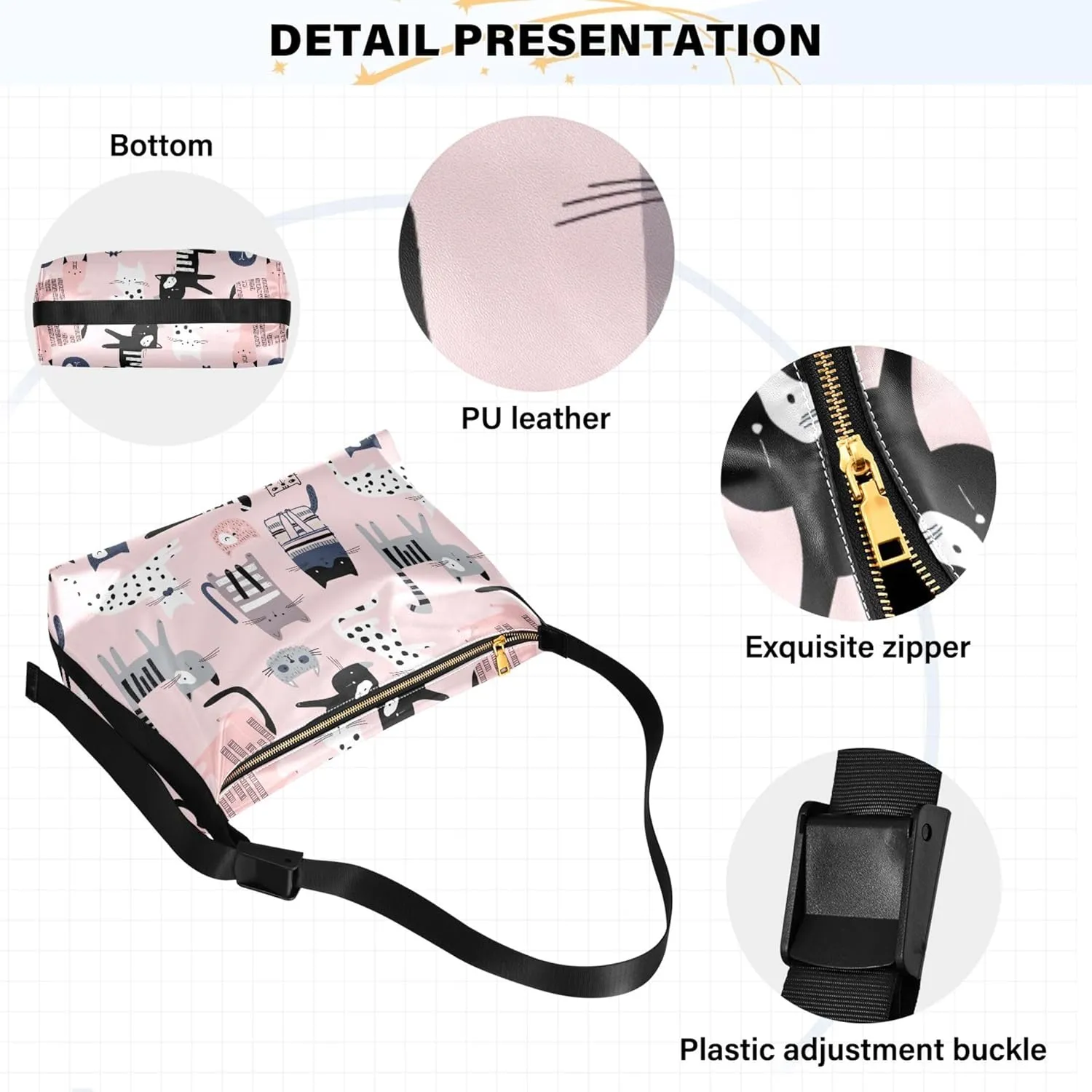 Watercolor Forest Cute Wolf Hobo Leather Bags for Women Large Men Purses Unique Animal Print Single Shoulder Bag