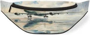 Watercolour Aircraft Fanny Pack for Women Men Waist Pack Crossbody Bag with Adjustable Belt for Travel Hiking Running Cycling Festivals