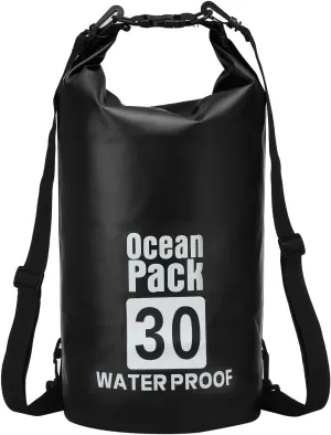 Waterproof Dry Bag, 30L Fit for Women Men Water Proof Bags Lightweight Dry Storage Floating Backpack with Whistle for Travel Backpacking Boating Kayaking Camping (Black)