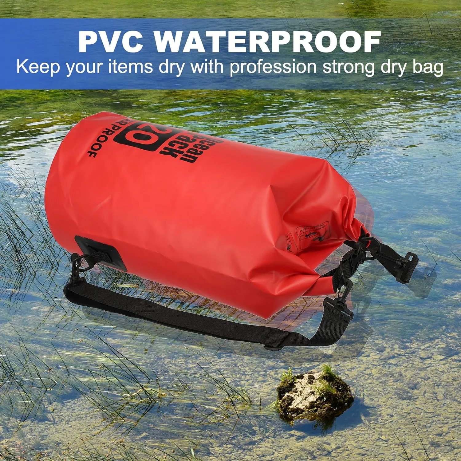Waterproof Dry Bag, 30L Fit for Women Men Water Proof Bags Lightweight Dry Storage Floating Backpack with Whistle for Travel Backpacking Boating Kayaking Camping (Black)