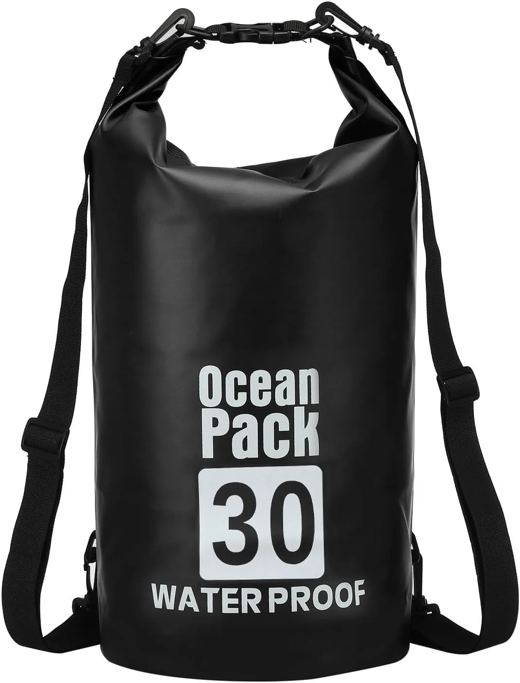 Waterproof Dry Bag, 30L Fit for Women Men Water Proof Bags Lightweight Dry Storage Floating Backpack with Whistle for Travel Backpacking Boating Kayaking Camping (Black)